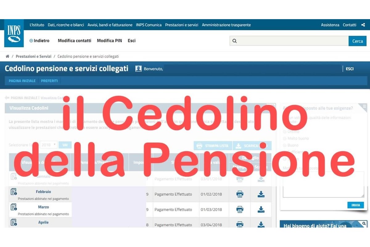 Schermata di un portale online per la verifica delle pensioni INPS.